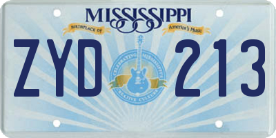 MS license plate ZYD213