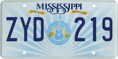 MS license plate ZYD219