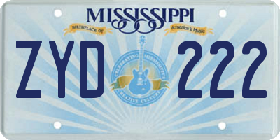 MS license plate ZYD222