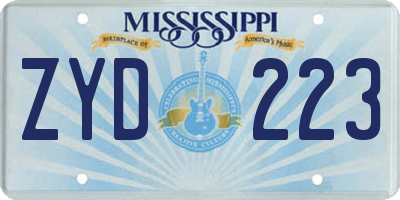MS license plate ZYD223