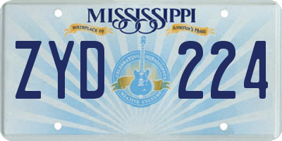 MS license plate ZYD224