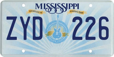 MS license plate ZYD226