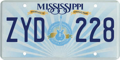 MS license plate ZYD228
