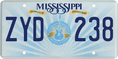 MS license plate ZYD238