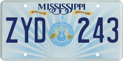 MS license plate ZYD243