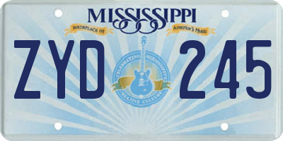 MS license plate ZYD245