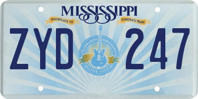 MS license plate ZYD247