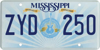 MS license plate ZYD250