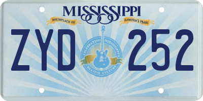 MS license plate ZYD252
