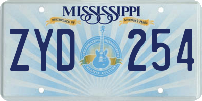 MS license plate ZYD254