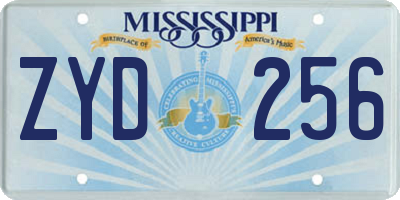 MS license plate ZYD256