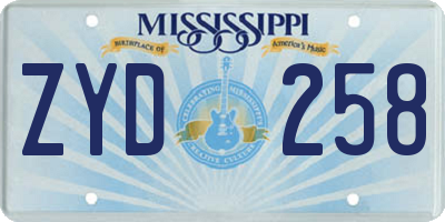 MS license plate ZYD258