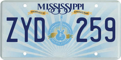 MS license plate ZYD259