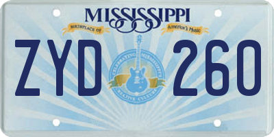 MS license plate ZYD260