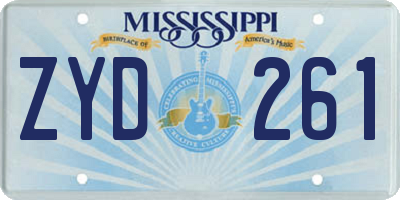 MS license plate ZYD261