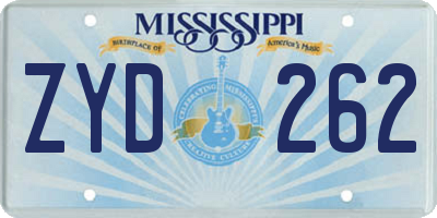 MS license plate ZYD262