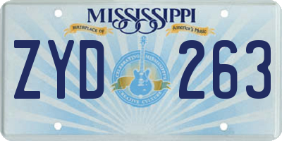 MS license plate ZYD263