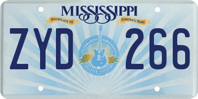 MS license plate ZYD266
