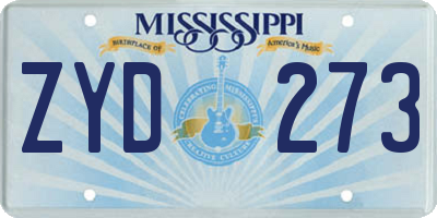 MS license plate ZYD273