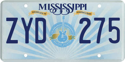 MS license plate ZYD275