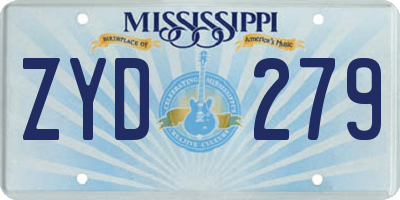 MS license plate ZYD279