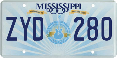 MS license plate ZYD280