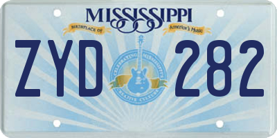 MS license plate ZYD282
