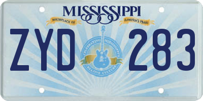MS license plate ZYD283