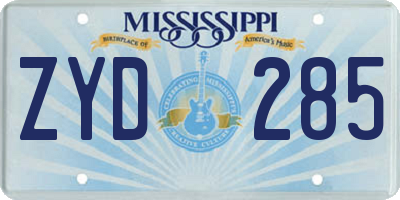 MS license plate ZYD285