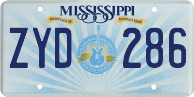 MS license plate ZYD286