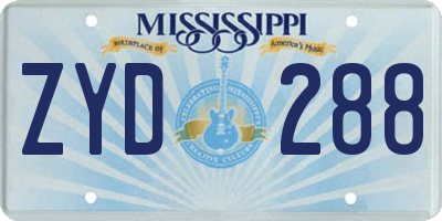 MS license plate ZYD288