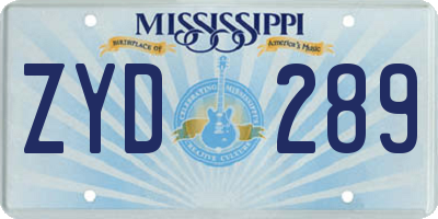 MS license plate ZYD289