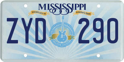MS license plate ZYD290