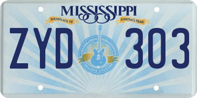 MS license plate ZYD303