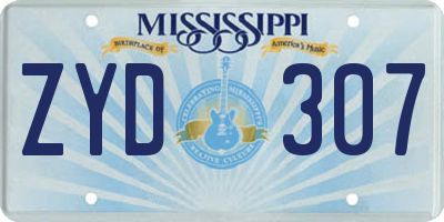 MS license plate ZYD307