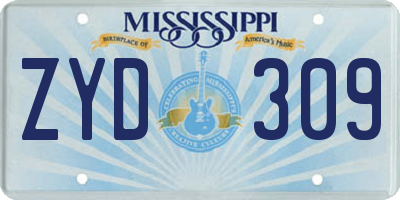 MS license plate ZYD309