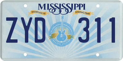 MS license plate ZYD311