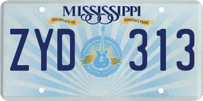 MS license plate ZYD313