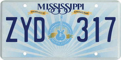 MS license plate ZYD317