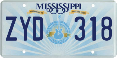 MS license plate ZYD318