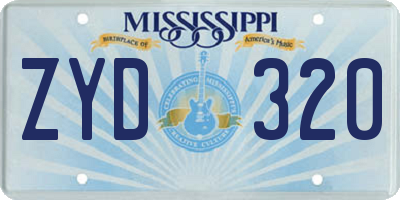 MS license plate ZYD320