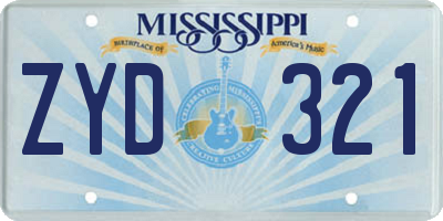 MS license plate ZYD321