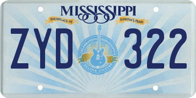 MS license plate ZYD322
