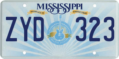 MS license plate ZYD323