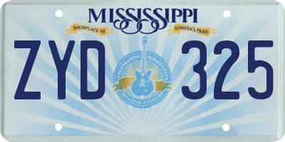 MS license plate ZYD325