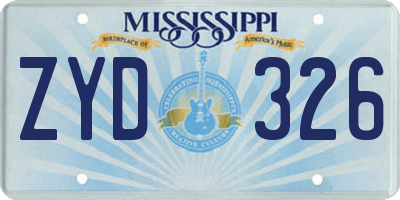 MS license plate ZYD326