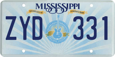 MS license plate ZYD331
