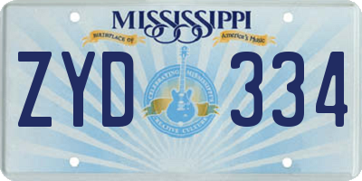 MS license plate ZYD334