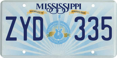 MS license plate ZYD335