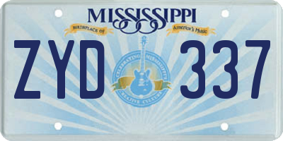 MS license plate ZYD337